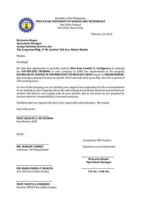 endorsement letter in tagalog